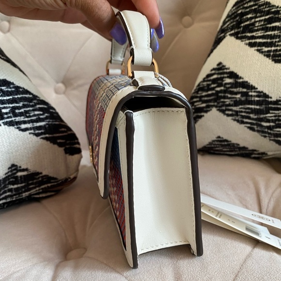 Tory Burch Emerson Woven Min Top Handle Satchel Bag New Cream Bright Samba - Picture 12 of 15